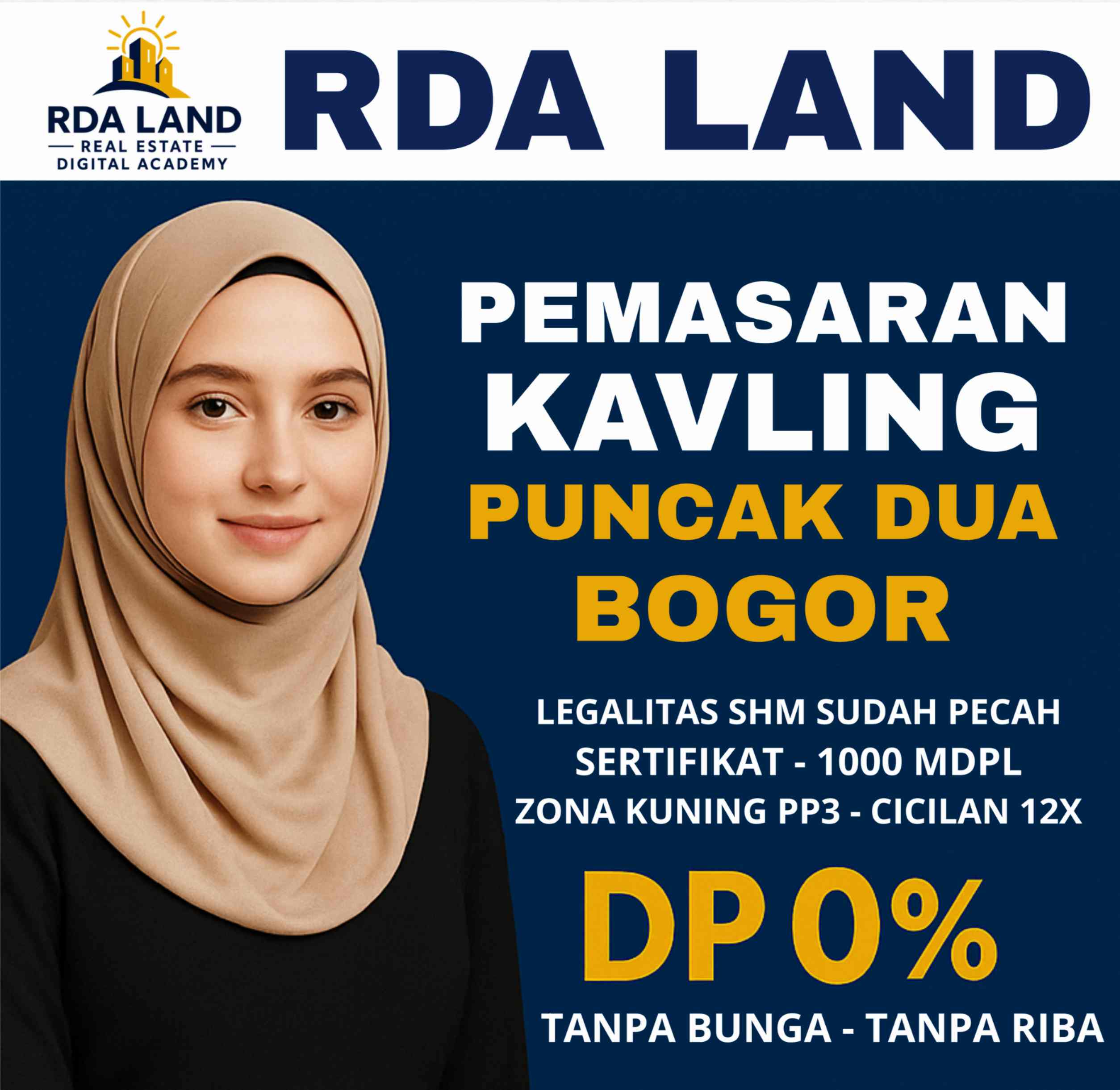 Kavling Puncak Dua Bogor SHM zona kuning dengan view pegunungan