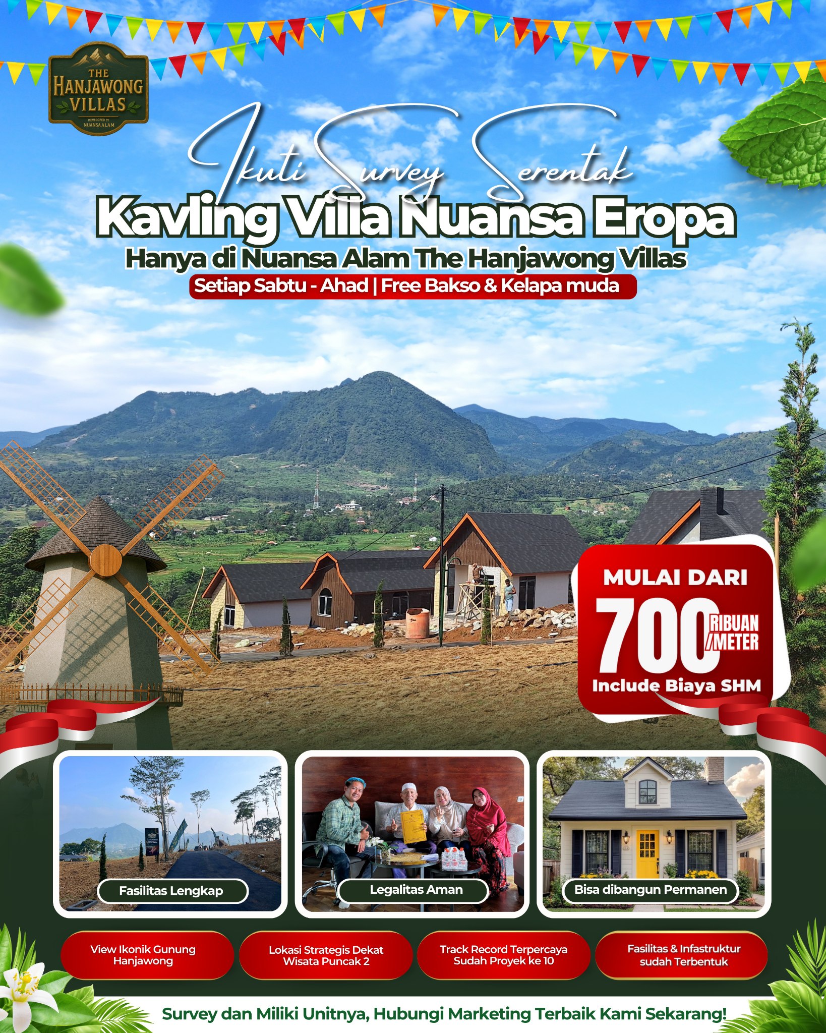 Kavling Nuansa The Hanjawong Villas Puncak Dua Bogor dengan suasana villa dan alam pegunungan